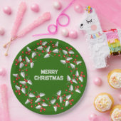 Witte grijze en rode kerstmis op zwart papieren bordje (Feest)