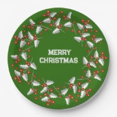 Witte grijze en rode kerstmis op zwart papieren bordje (Voorkant)