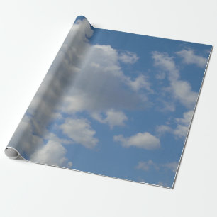 Witte/grijze wolken en blauw-hemelpapier cadeaupapier