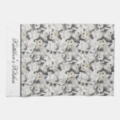 Witte Grijze Zwanen Bloemen Bloemrijke Elegante St Theedoek (Horizontaal)