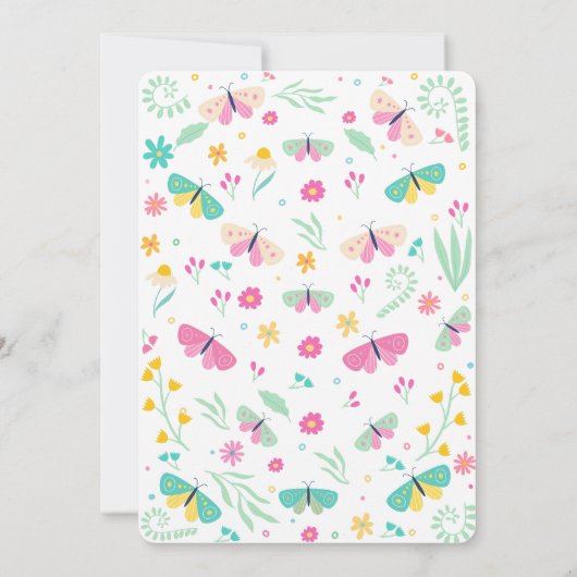 Witte grillige tuin vlinder meisjes verjaardag kaart (Achterkant)