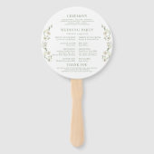Witte Groene Bloemenkrans Boho Wedding Programma Handwaaier (Achterkant)