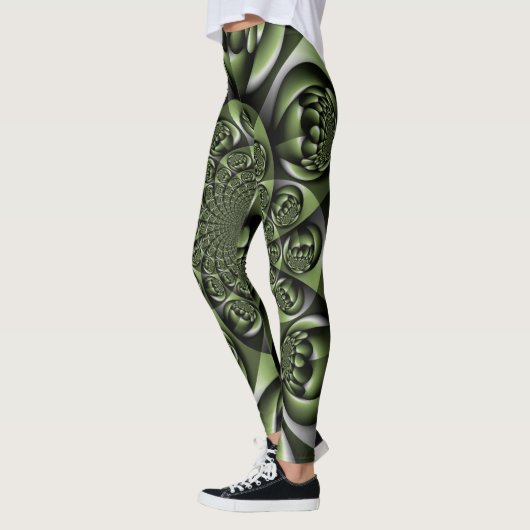 Witte Groene Bos Mini Bollen Leggings (Links)