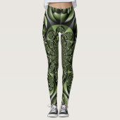 Witte Groene Bos Mini Bollen Leggings (Voorkant)