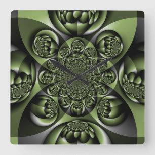 Witte Groene Bos Mini Bollen Vierkante Klok