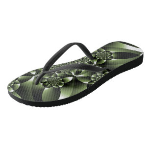 Witte Groene Bosblad Bloemblaadjes Teenslippers