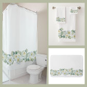 Witte groene delicate waterverf rozen bladeren bad handdoek