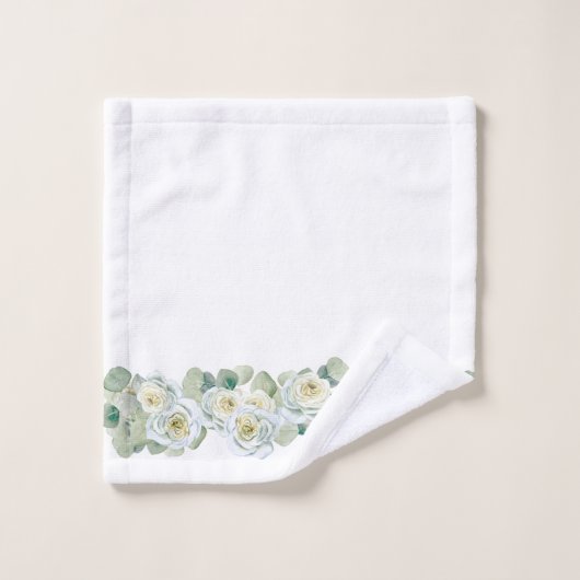 Witte groene delicate waterverf rozen bladeren bad handdoek (Wasdoekje)
