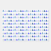 Witte, groene en blauwe kerstbomen inpakpapier vel (Voorkant 3)