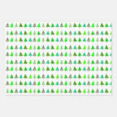 Witte, groene en blauwe kerstbomen inpakpapier vel (Voorkant 2)