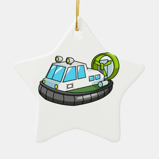 Witte, Groene en Zwarte Cartoon Hovercraft Keramisch Ornament (Voorkant)