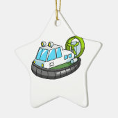 Witte, Groene en Zwarte Cartoon Hovercraft Keramisch Ornament (Links)