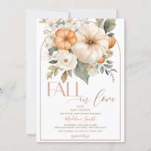 Witte groene pompoen Herfst in liefde Baby shower Kaart