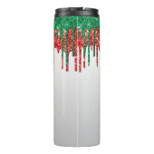 WITTE GROENE RODE GLITTER TEXTUUR LOOK DRUPPELS THERMOSBEKER (Achterkant)