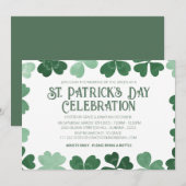 Witte & Groene Shamrock St. Patrick's Day Feestje Kaart (Voorkant / Achterkant)