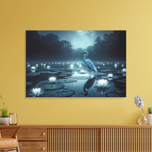Witte groenten en waterlelies in een vijver canvas afdruk (Insitu (Woonkamer))