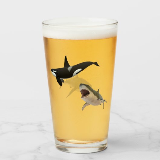Witte haai-killer walvis glas (Voorkant gevuld)