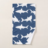 Witte haai Silhouettes & Ocean Blue Bad Handdoek (Handdoek)