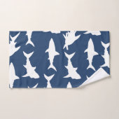 Witte haai Silhouettes & Ocean Blue Bad Handdoek (Handdoek)