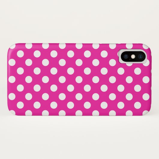 Witte haarvlekken op fuchsia Case-Mate iPhone case (Achterkant (horizontaal))