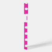 Witte haarvlekken op fuchsia iPhone hoesje (Rechterkant)