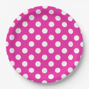 Witte haarvlekken op fuchsia papieren bordje