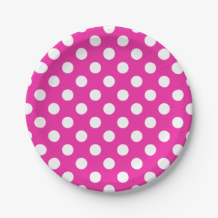 Witte haarvlekken op fuchsia papieren bordje
