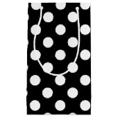 Witte haarvlekken op zwart klein cadeauzakje (Voorkant)