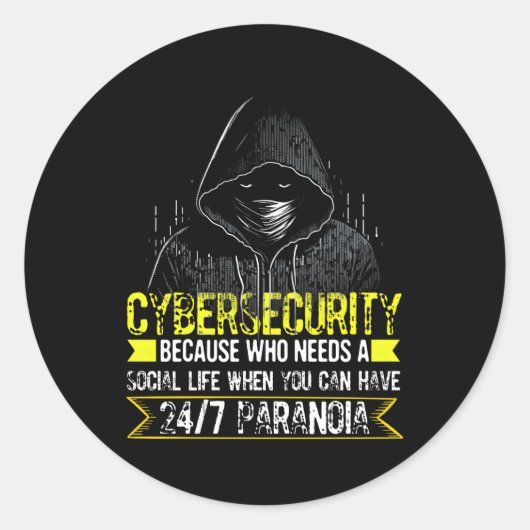 Witte hacker voor cyber krijger en ethische hacker ronde sticker (Voorkant)