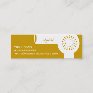 Witte hairdroger & Harvest Gold Stylist Card Mini Visitekaartje