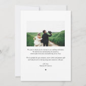 Witte hand belettering foto bruiloft bedankkaart (Achterkant)