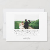 Witte Hand Lettering Moderne foto bruiloft Bedankkaart (Achterkant)