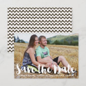 Witte handlettering Foto Save the Date (Voorkant / Achterkant)