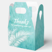 Witte handpalmen op Ocean Turquoise Party Favor Bo Bedankdoosjes (Geopend)