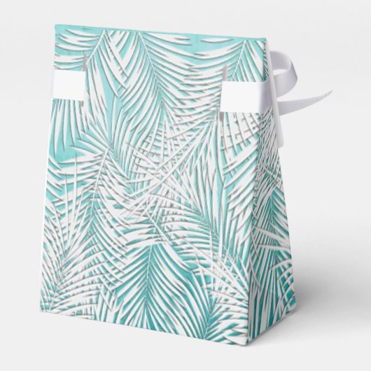 Witte handpalmen op Ocean Turquoise Party Favor Bo Bedankdoosjes (Achterkant)