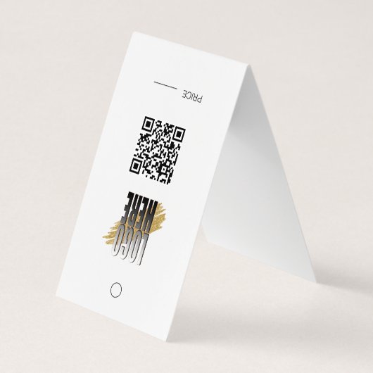 Witte hangende display-prijskaart met QR en logo Visitekaartjes (Achterkant)