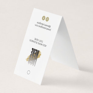 Witte hangende display-prijskaart met QR en logo Visitekaartjes