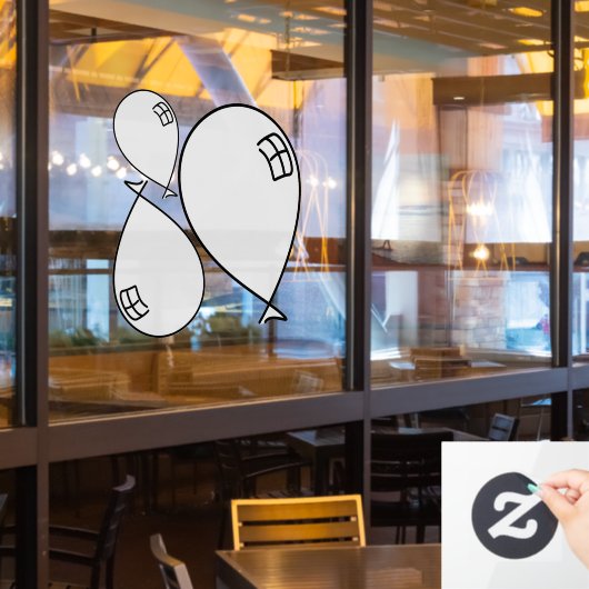 Witte Happy Balloons Drie Maten Raam Cling Raamsticker (Restaurant Raam)
