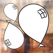 Witte Happy Balloons Drie Maten Raam Cling Raamsticker (Vel 2)