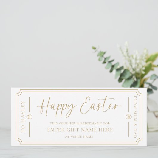 Witte Happy Easter Gift Voucher Kaart (Staand voorkant)