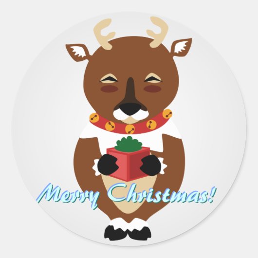 Witte Happy Reindeer Stickers (Voorkant)