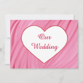 Witte haren op roze rode mengsels trouwuitnodiging kaart (Voorkant)