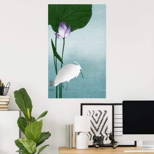 Witte haron en lotus (Hasu ni shirasagi) Poster (Thuiskantoor)