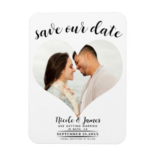 Witte Hart Foto Huwelijk Save the Date Magneet