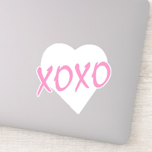 Witte Hart Roze XOXO Valentijnsdag Modern Sticker (Detail)