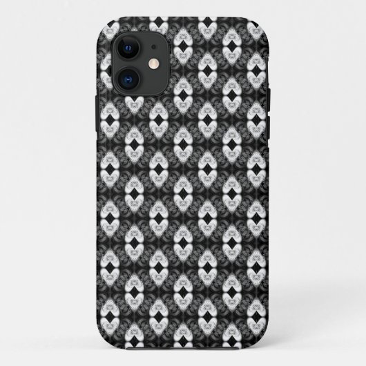 Witte harten op Black Pattern iPhone 5 Hoesje (Achterkant)