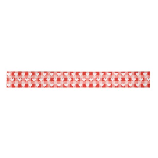 Witte harten op gewatteerde gingham lint (Voorkant)