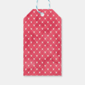 Witte harten op rode achtergrond cadeaulabel (Achterkant)