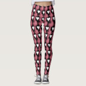 Witte harten op rood paneel leggings (Voorkant)