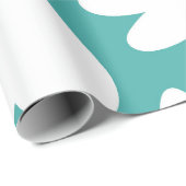 Witte harten op turquoise patroon cadeaupapier (Rol Hoek)
